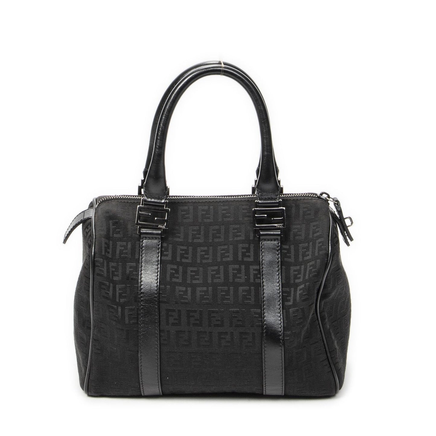Fendi Forever Bauletto Boston Bag Black Zucchino Canvas