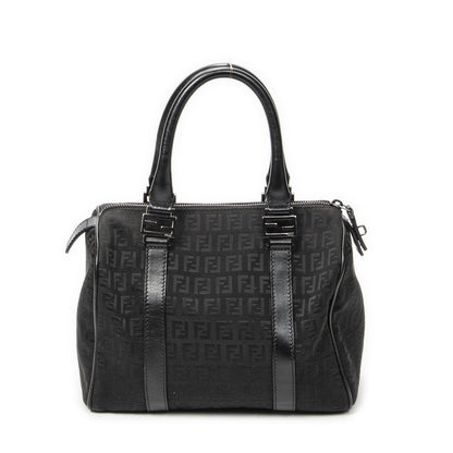 Fendi Forever Bauletto Boston Bag Black Zucchino Canvas