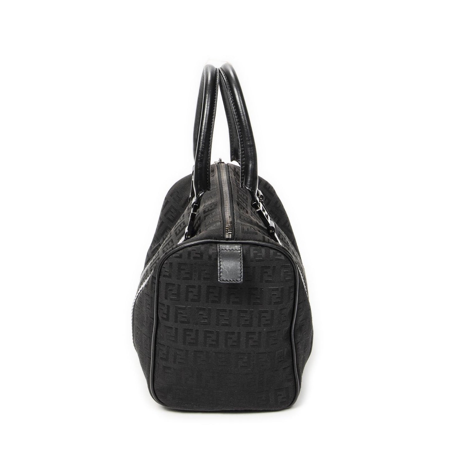 Fendi Forever Bauletto Boston Bag Black Zucchino Canvas — view 4