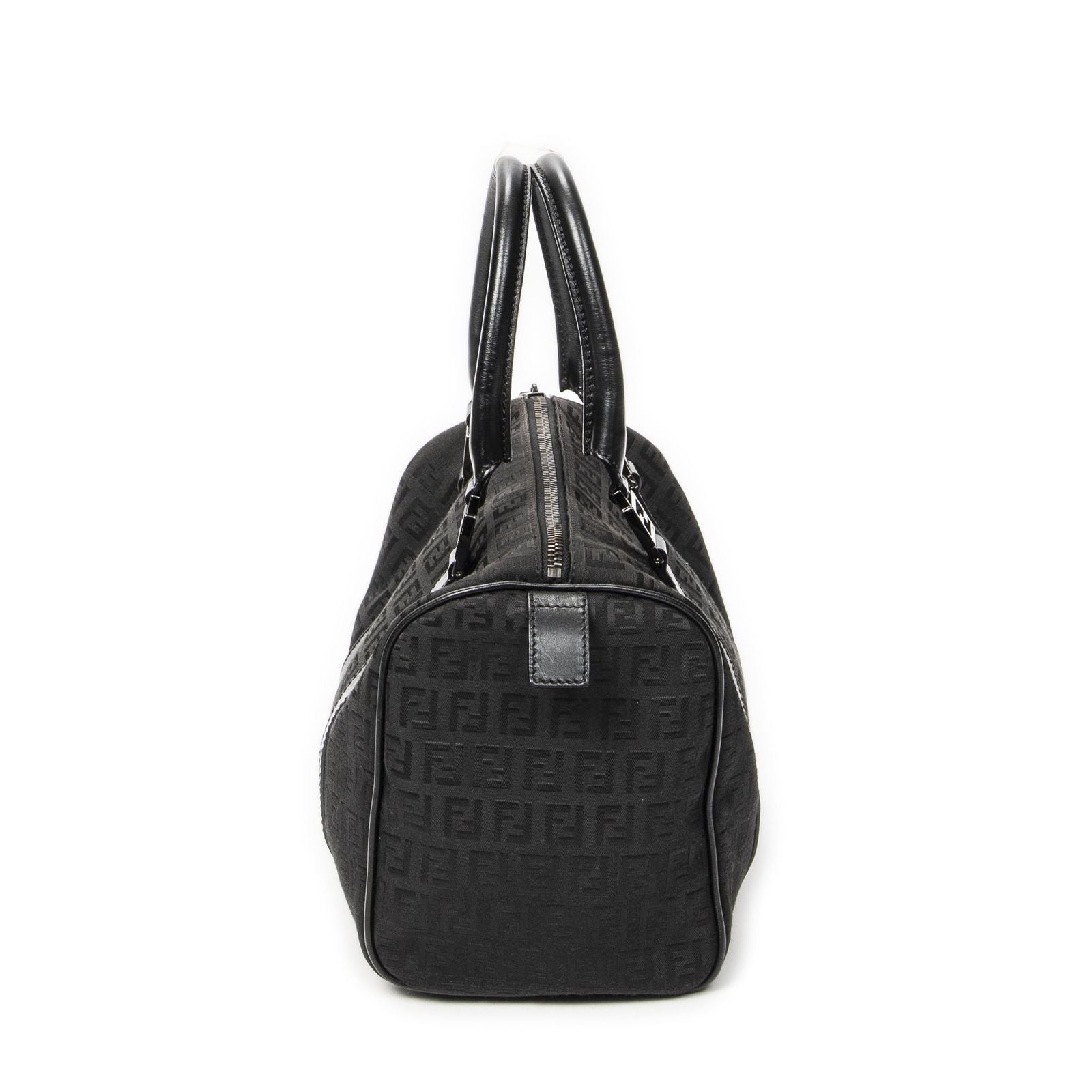 Fendi Forever Bauletto Boston Bag Black Zucchino Canvas — view 4