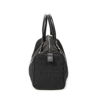 Fendi Forever Bauletto Boston Bag Black Zucchino Canvas — view 4