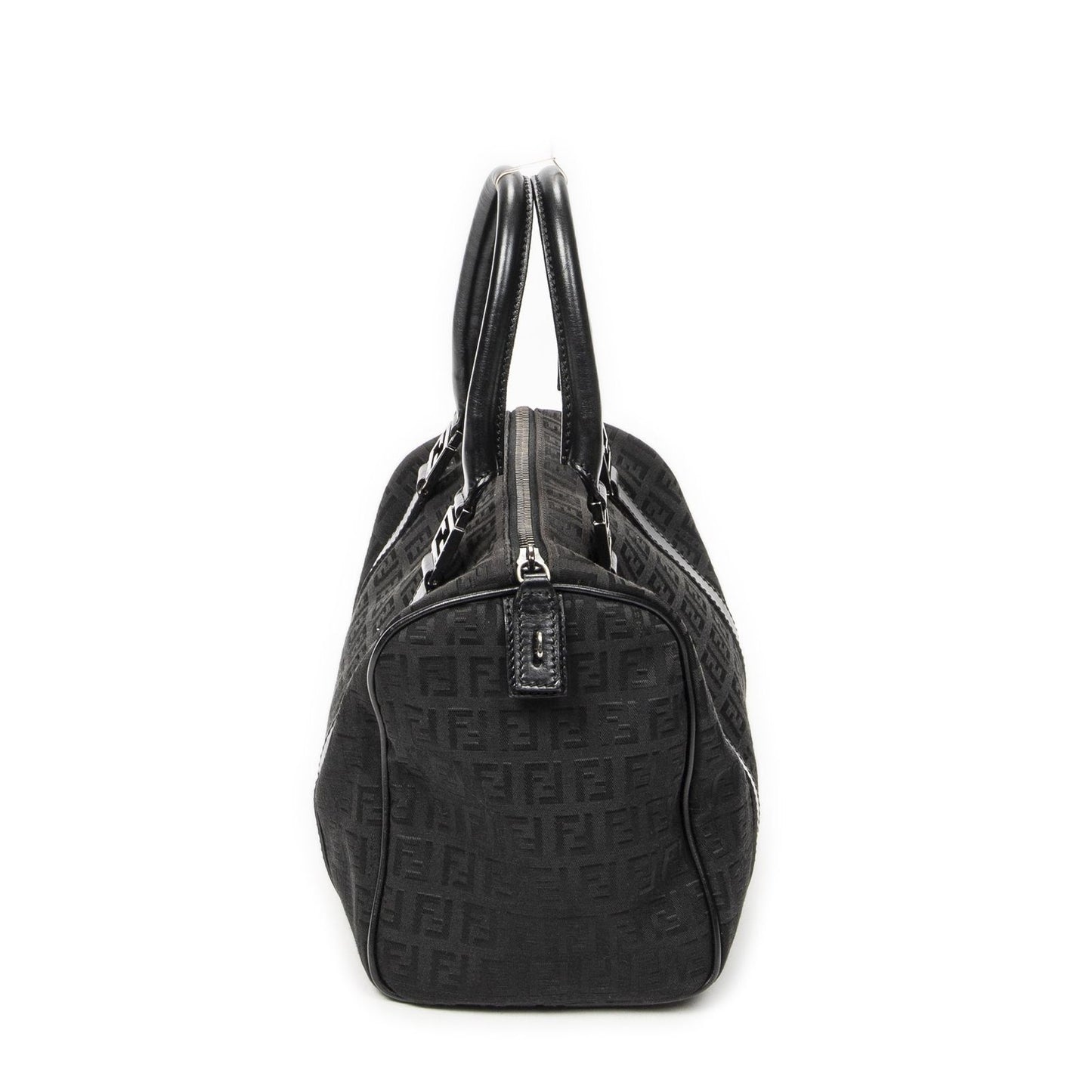 Fendi Forever Bauletto Boston Bag Black Zucchino Canvas — view 3