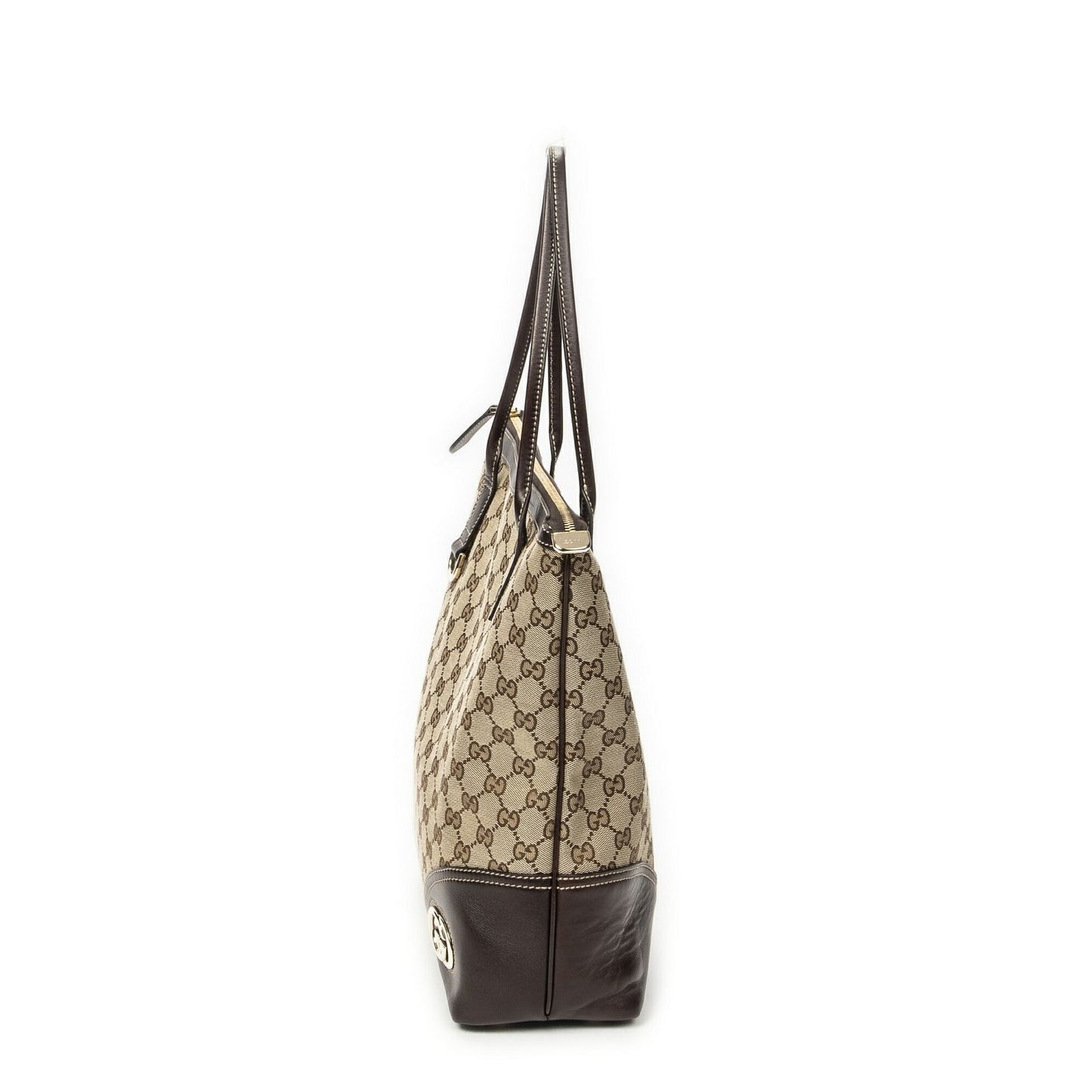 Gucci Vertical Bullet Tote Beige Dark Brown GG Canvas — view 3