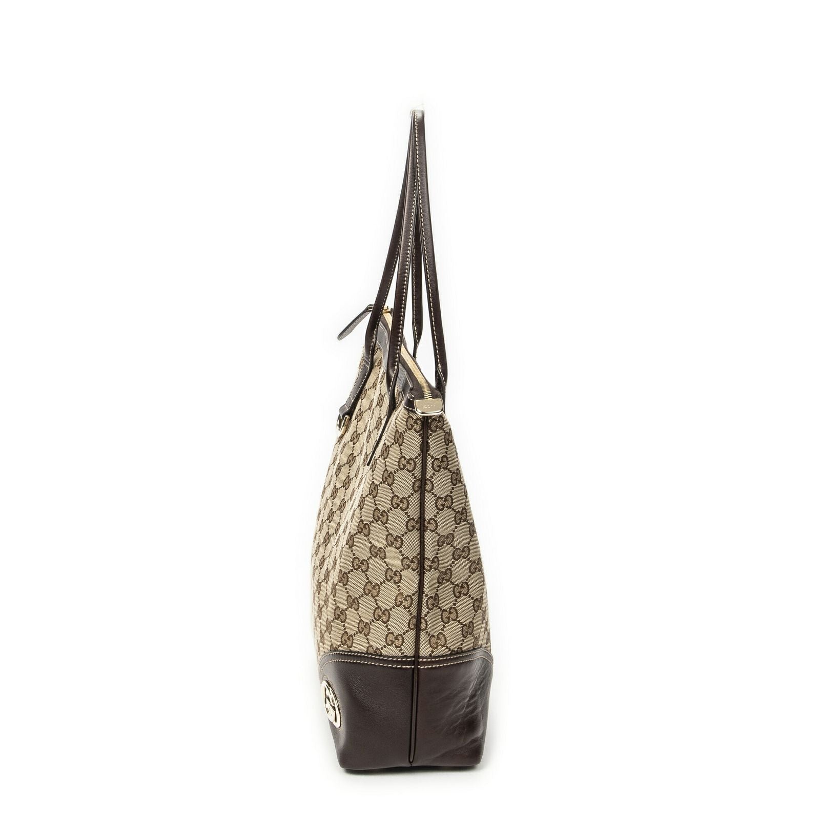 Gucci Vertical Bullet Tote Beige Dark Brown GG Canvas — view 3