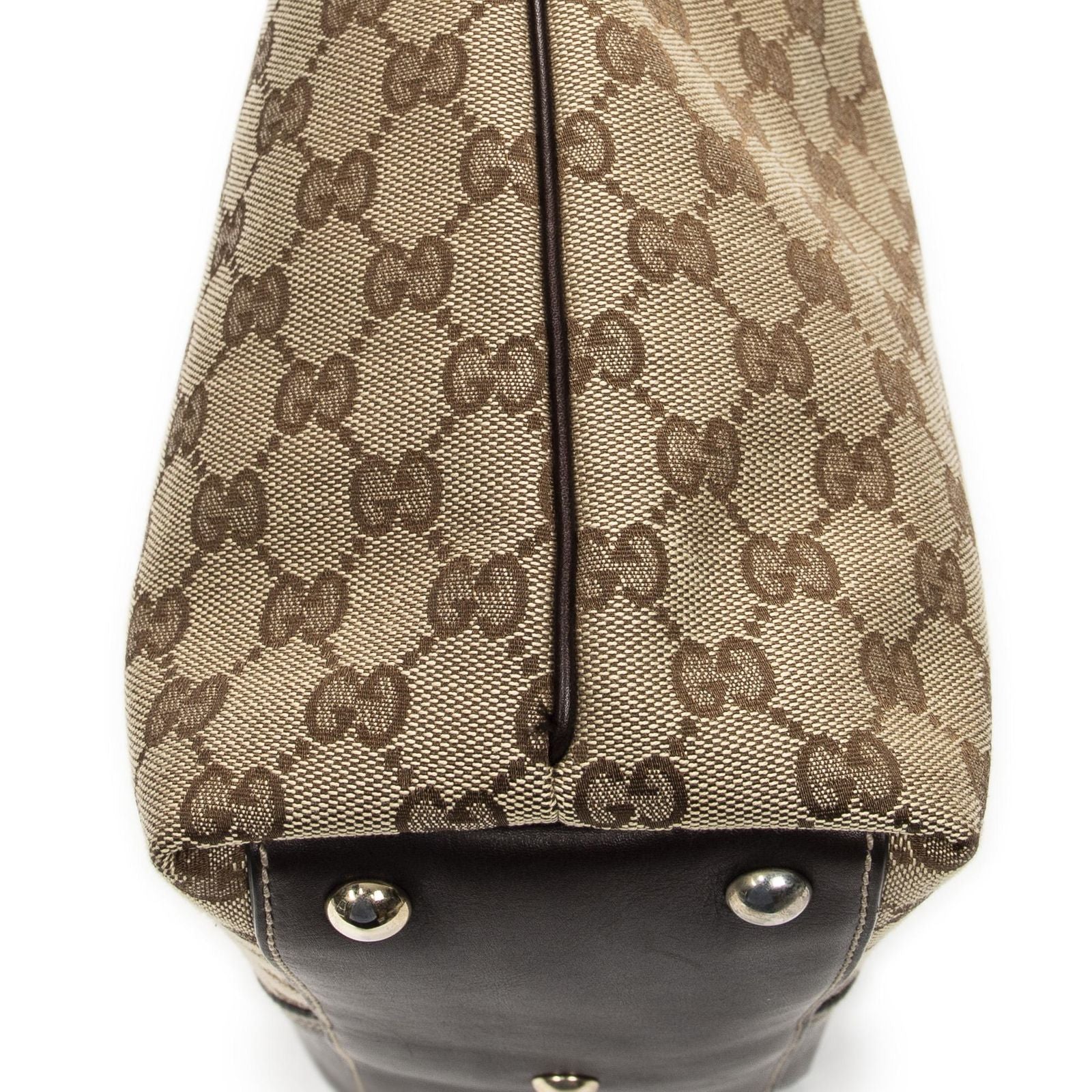 Gucci Vertical Bullet Tote Beige Dark Brown GG Canvas — view 7