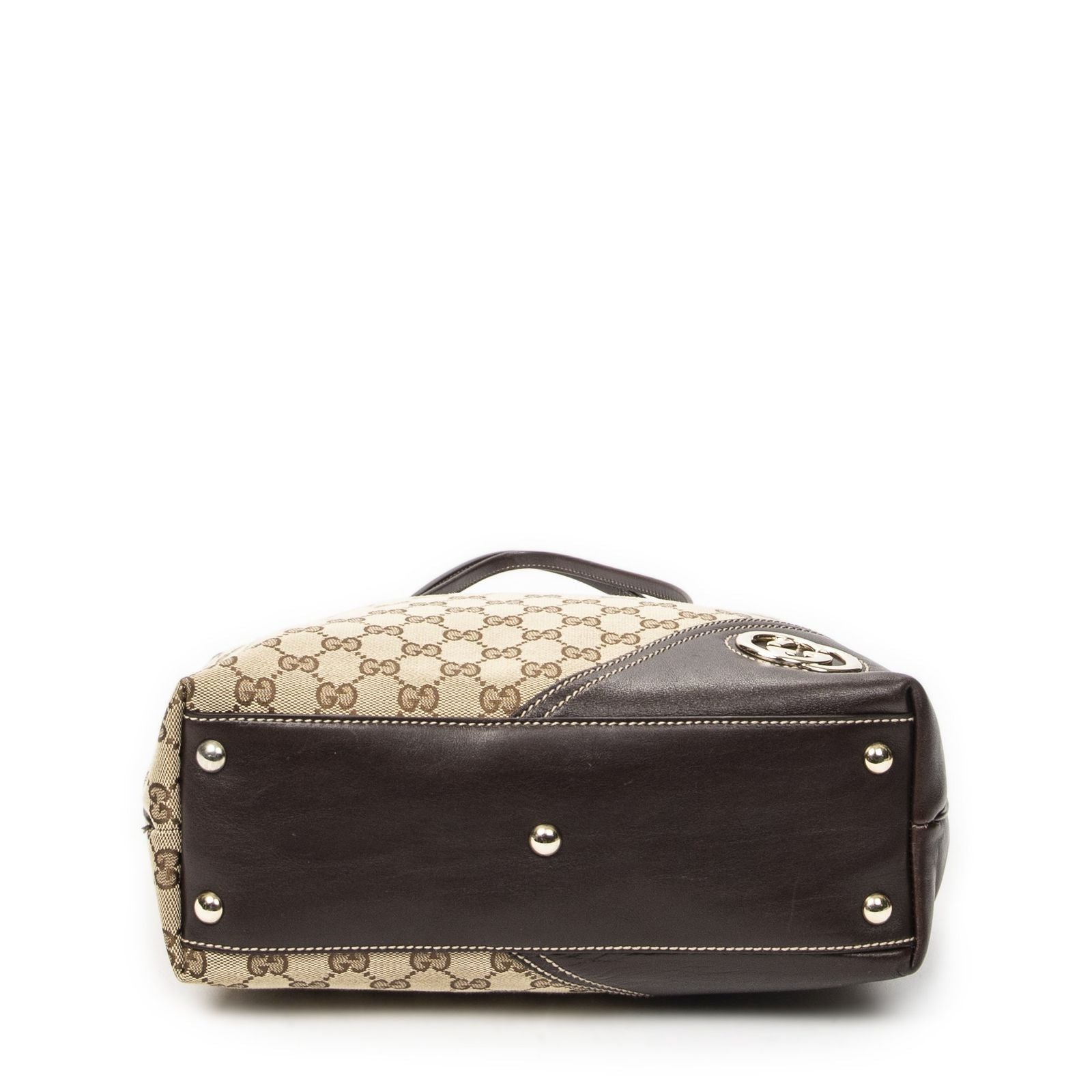 Gucci Vertical Bullet Tote Beige Dark Brown GG Canvas — view 6
