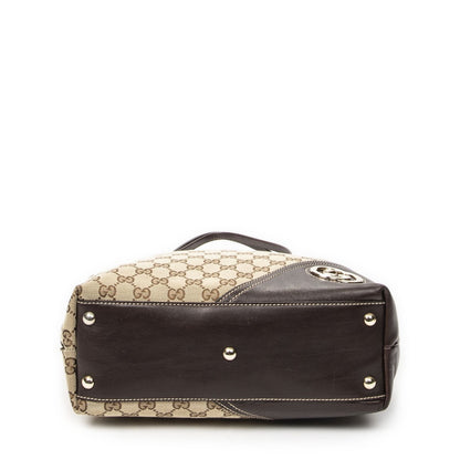 Gucci Vertical Bullet Tote Beige Dark Brown GG Canvas — view 6