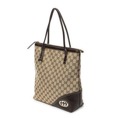 Gucci Vertical Bullet Tote Beige Dark Brown GG Canvas — view 2