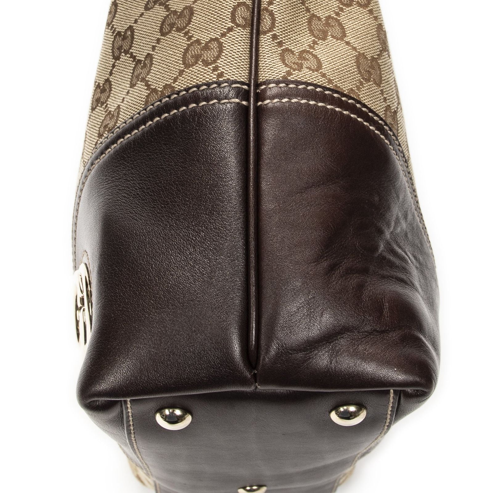 Gucci Vertical Bullet Tote Beige Dark Brown GG Canvas — view 8
