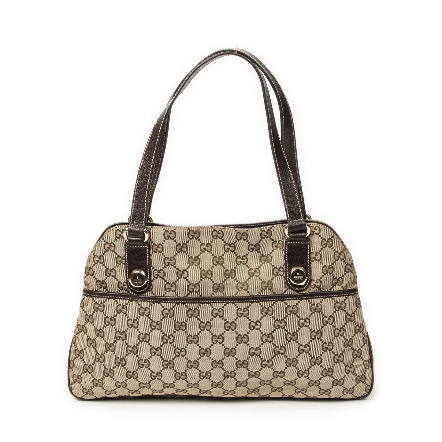 Gucci Charmi Hexagon Stud Beige Dark Brown GG Canvas Messenger Bag
