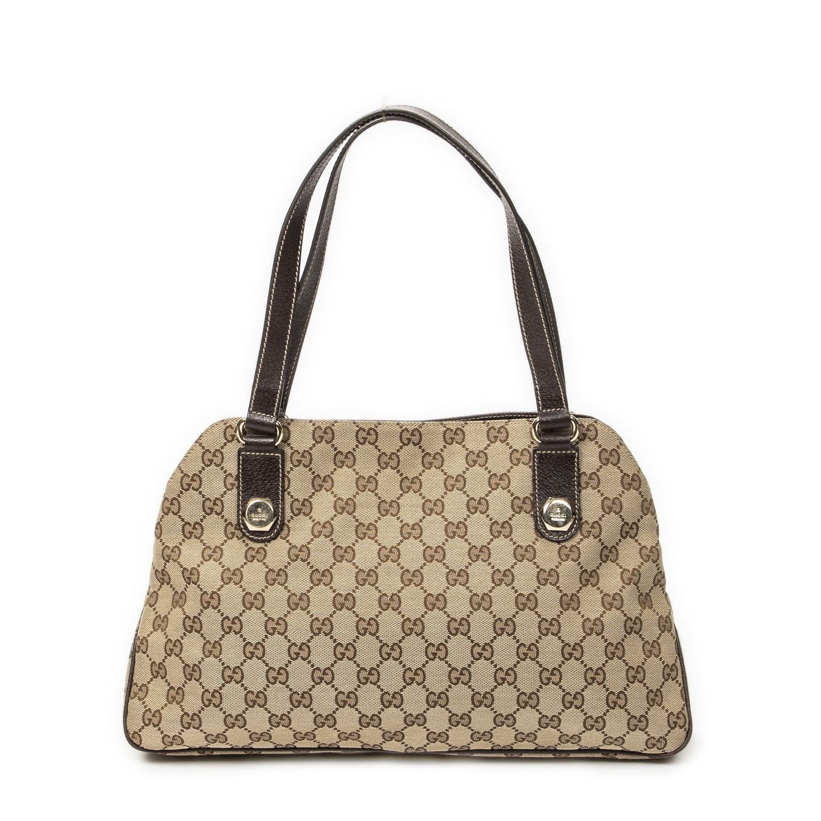 Gucci Charmi Hexagon Stud Beige Dark Brown GG Canvas Messenger Bag — view 5