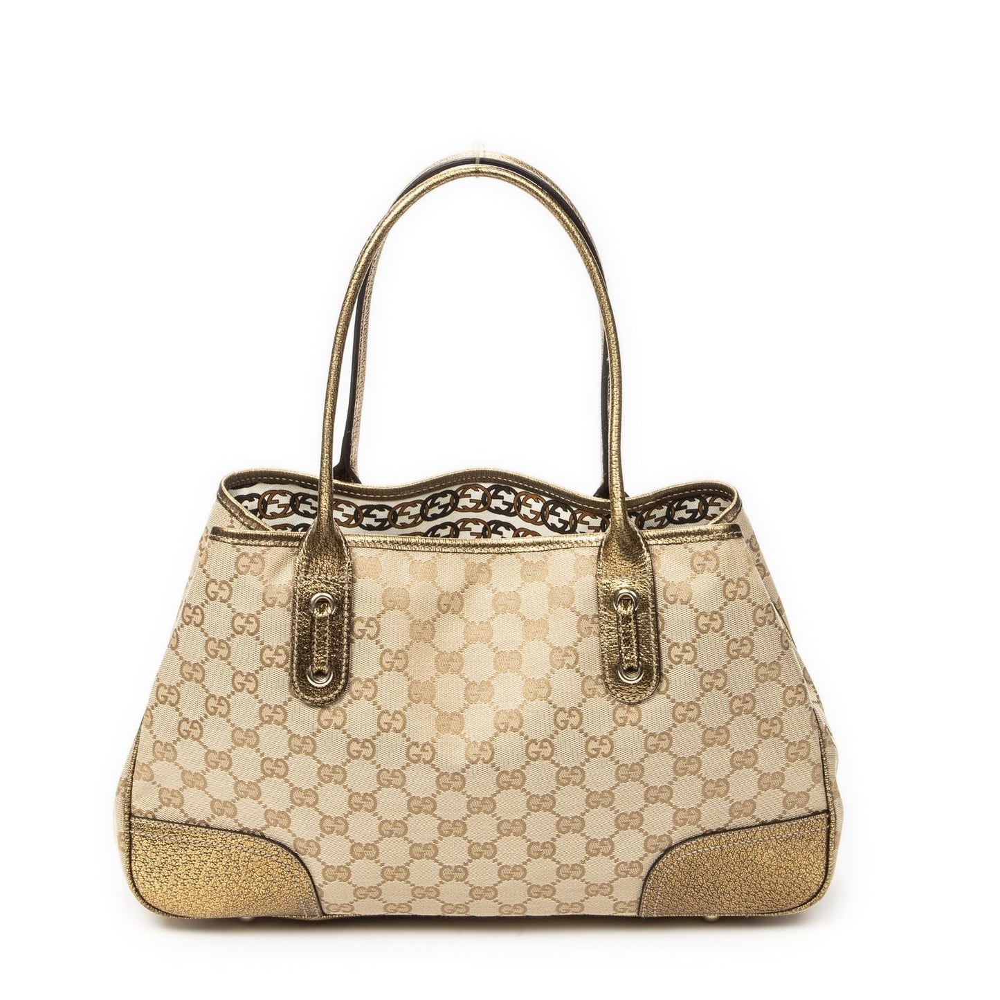 Gucci Princi Tote Beige Gold GG Canvas — view 5
