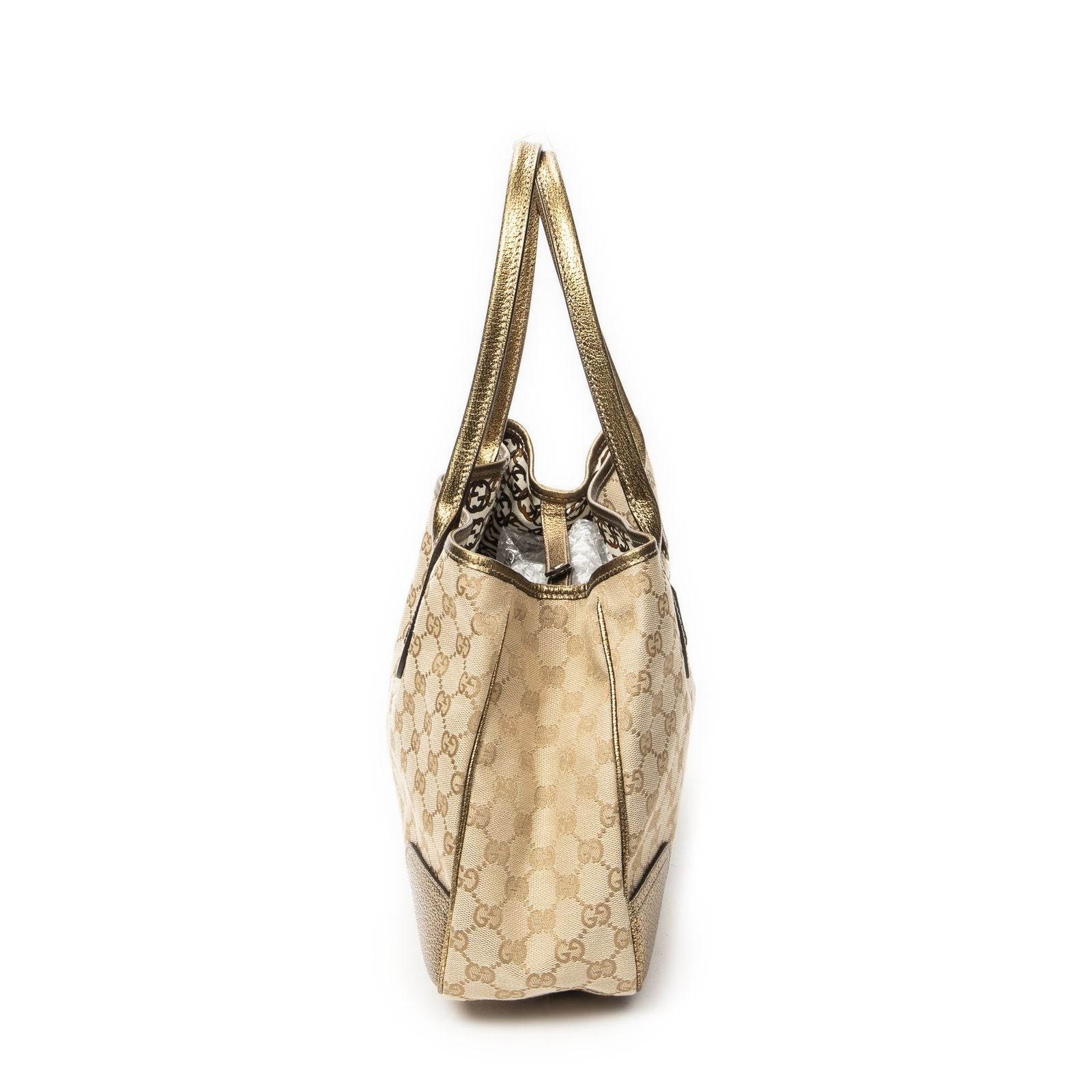 Gucci Princi Tote Beige Gold GG Canvas — view 3