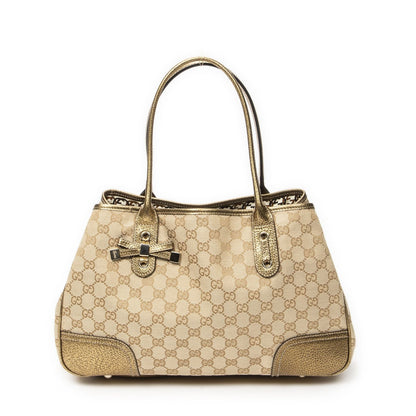 Gucci Princi Tote Beige Gold GG Canvas