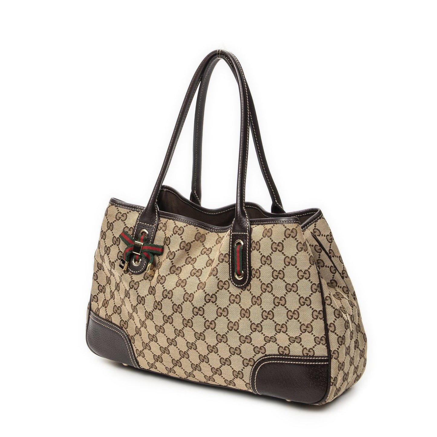 Gucci Princi Tote Beige Dark Brown GG Canvas — view 2