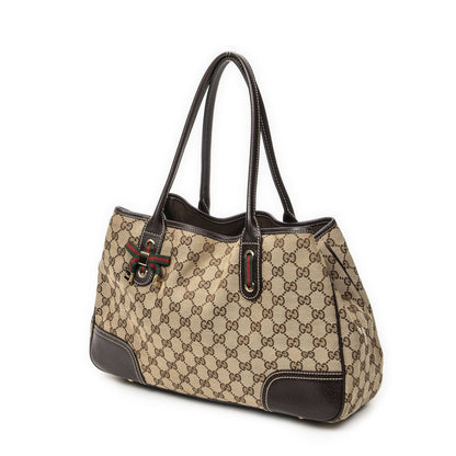 Gucci Princi Tote Beige Dark Brown GG Canvas — view 2