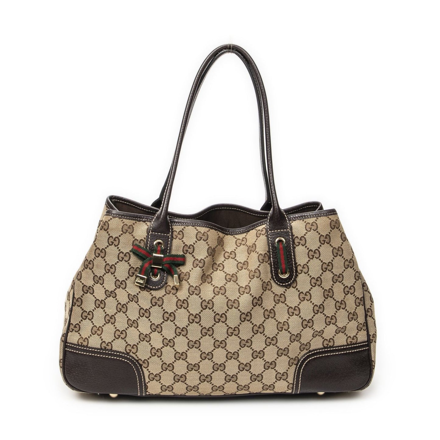 Gucci Princi Tote Beige Dark Brown GG Canvas