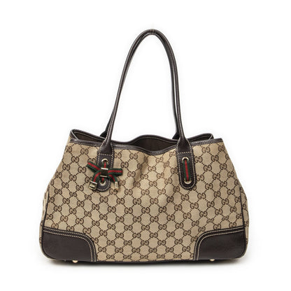 Gucci Princi Tote Beige Dark Brown GG Canvas