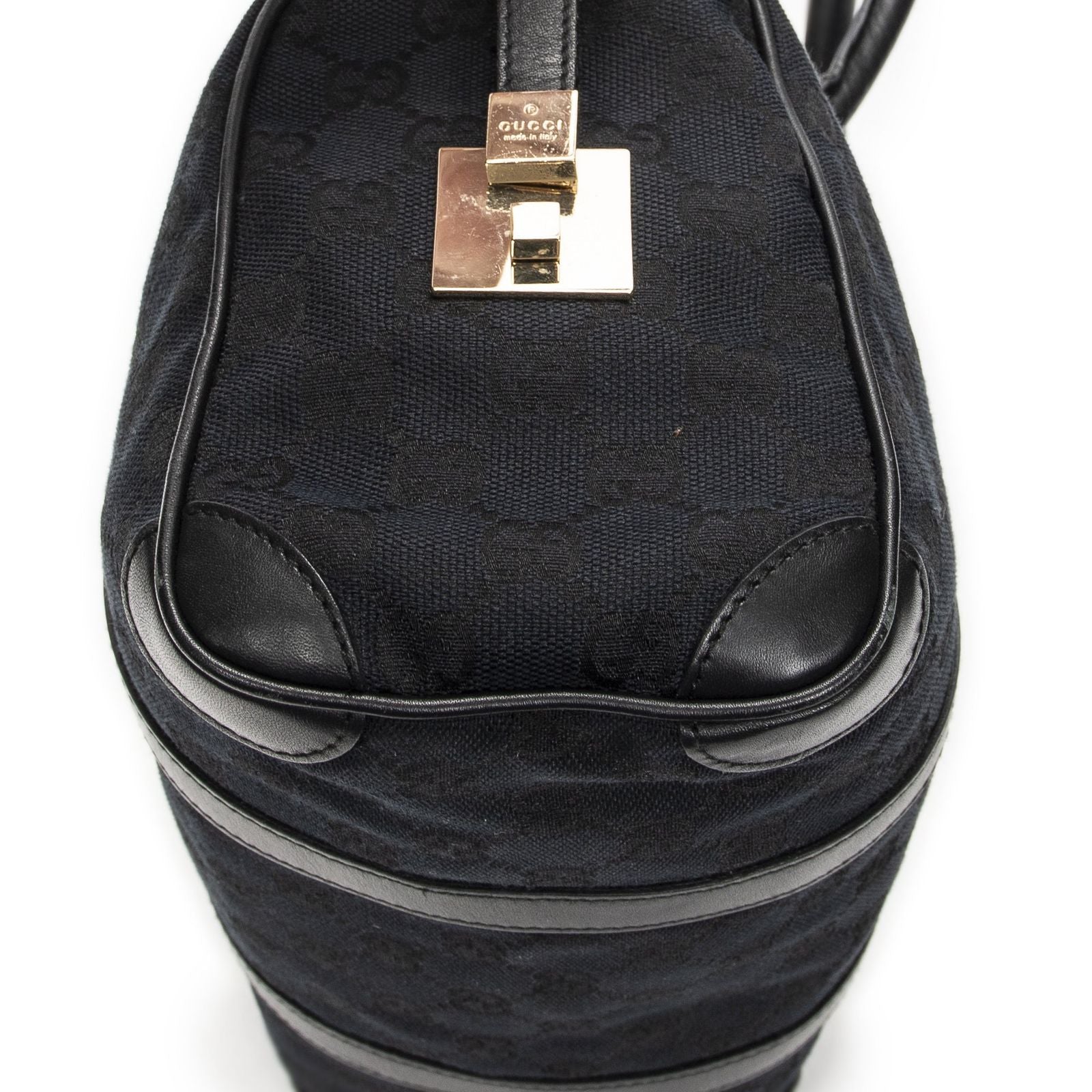 Gucci Small Boston Black GG Canvas Messenger Bag — view 8