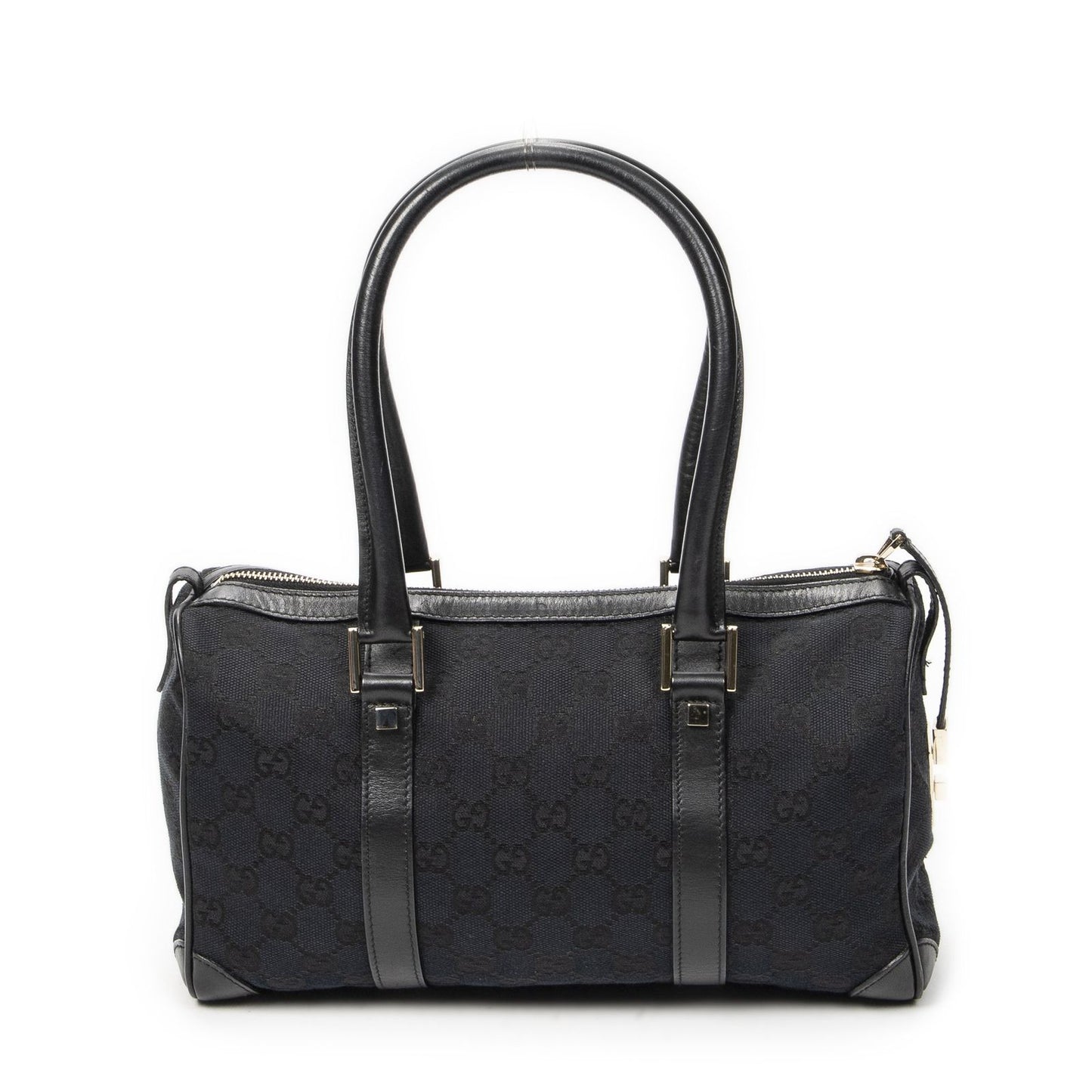 Gucci Small Boston Black GG Canvas Messenger Bag — view 5