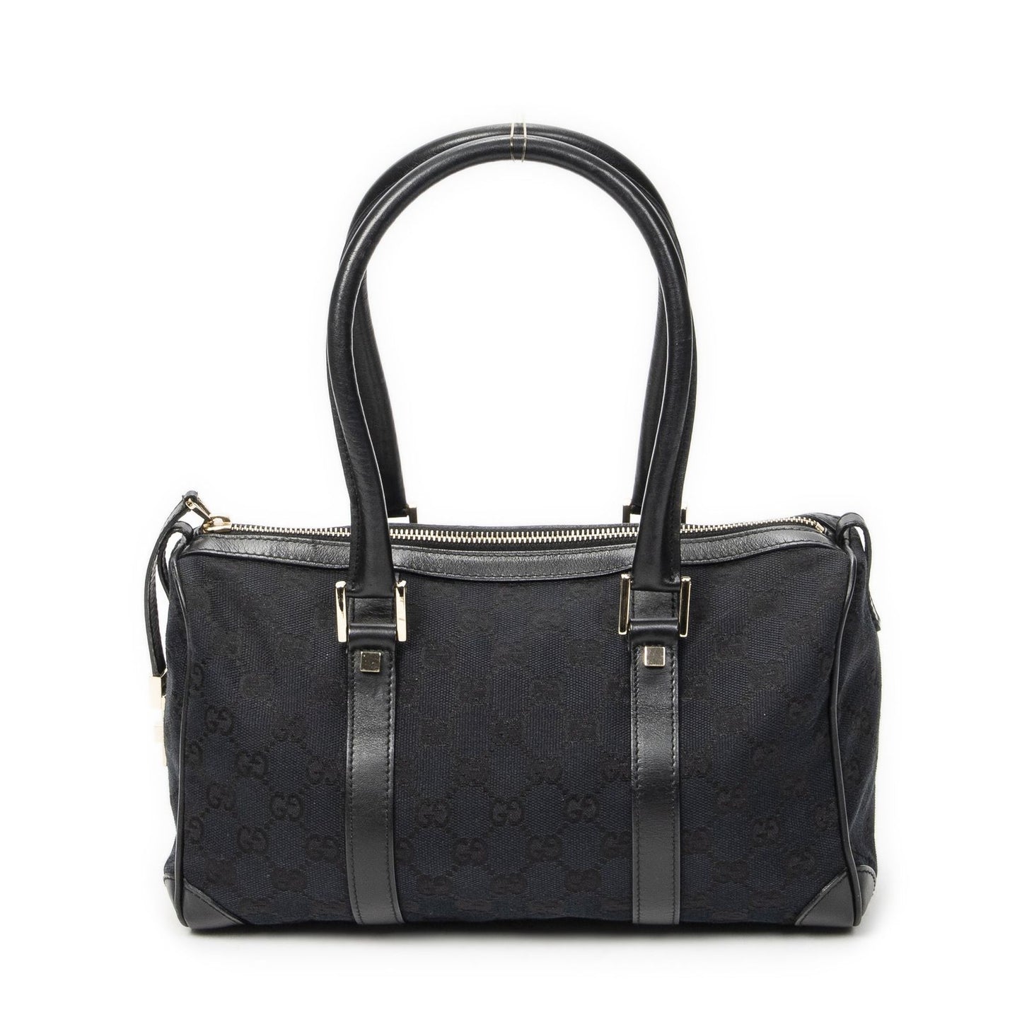 Gucci Small Boston Black GG Canvas Messenger Bag