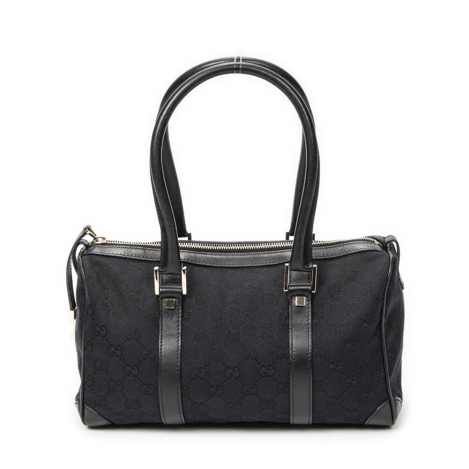 Gucci Small Boston Black GG Canvas Messenger Bag