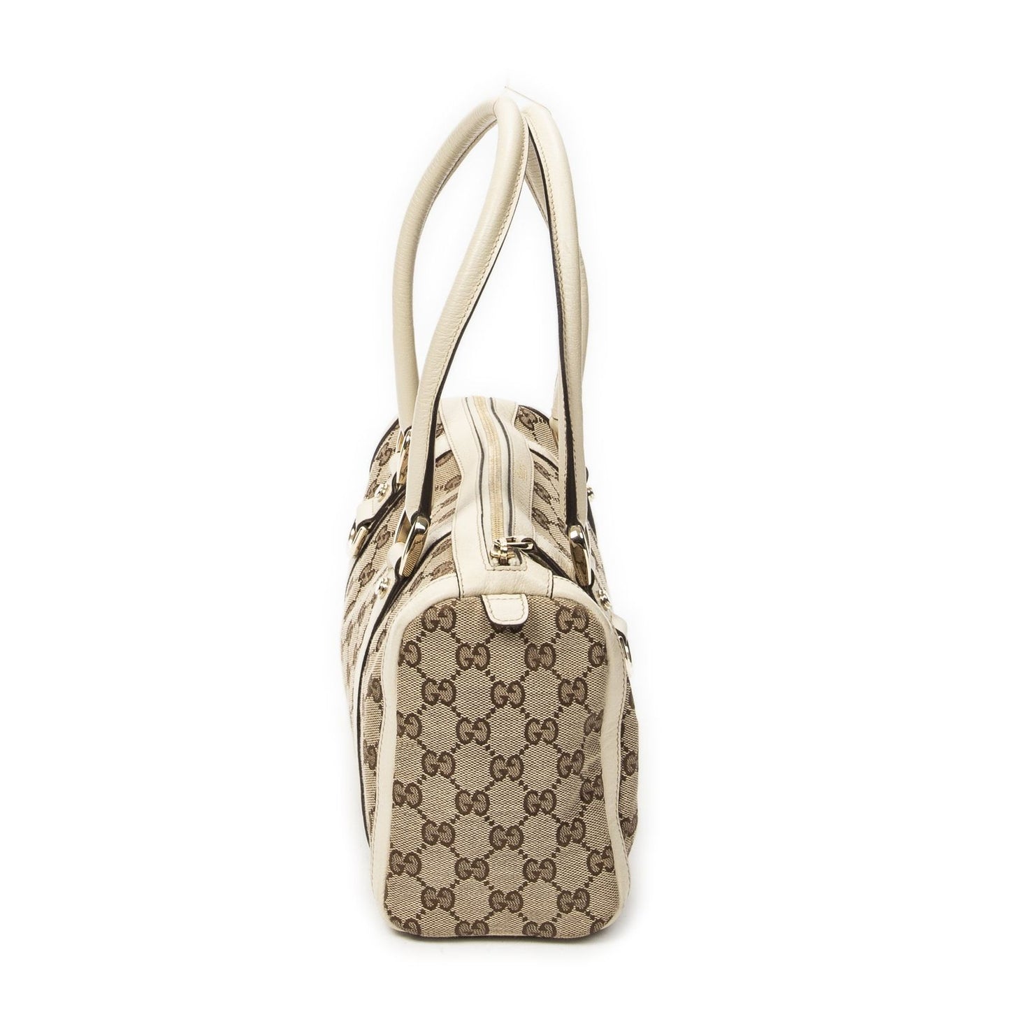 Gucci Abbey Boston Beige Ivory GG Canvas Messenger Bag — view 4