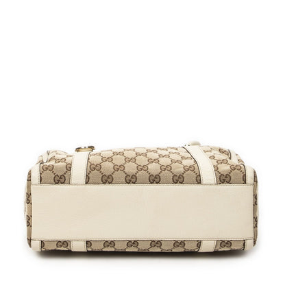 Gucci Abbey Boston Beige Ivory GG Canvas Messenger Bag — view 6