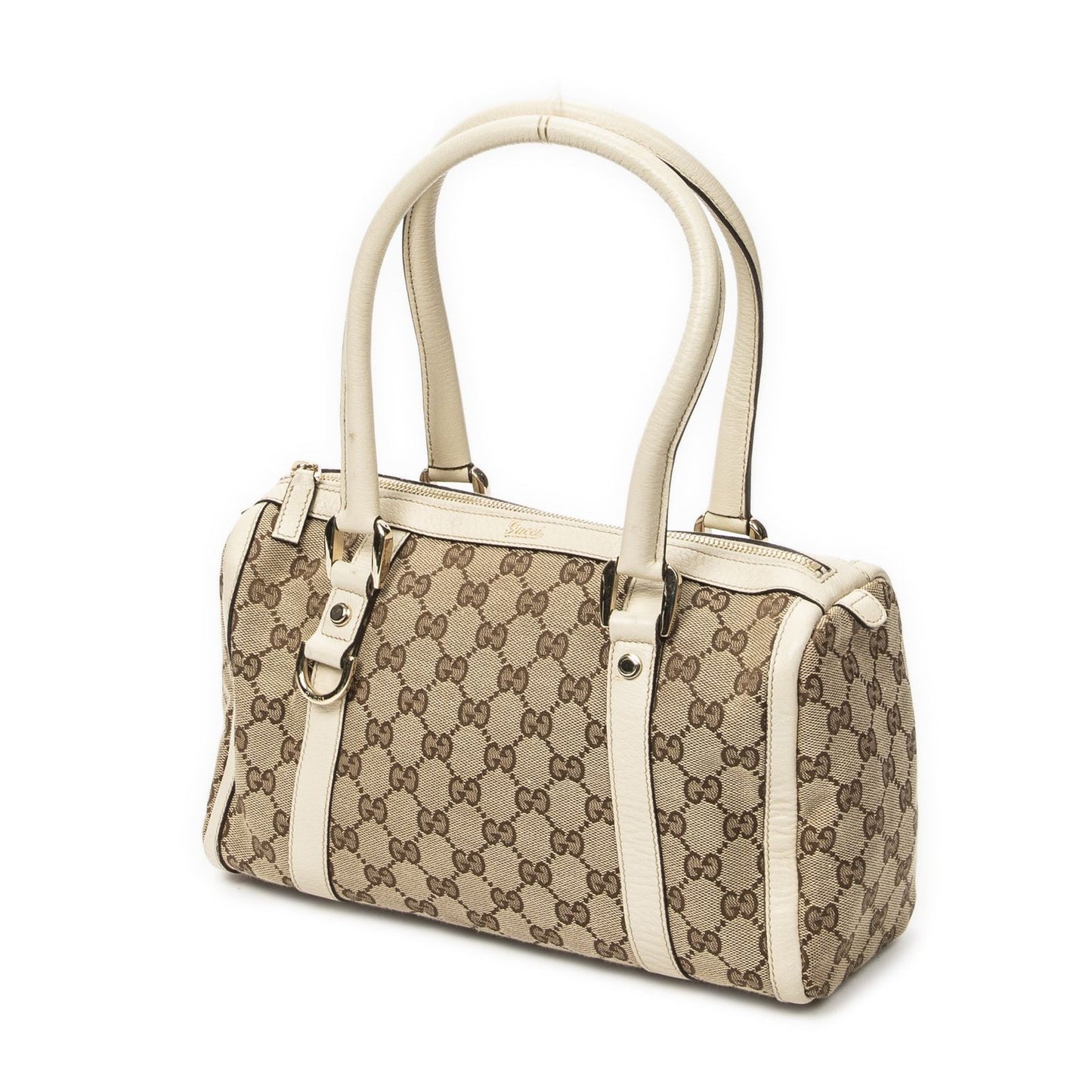 Gucci Abbey Boston Beige Ivory GG Canvas Messenger Bag — view 2