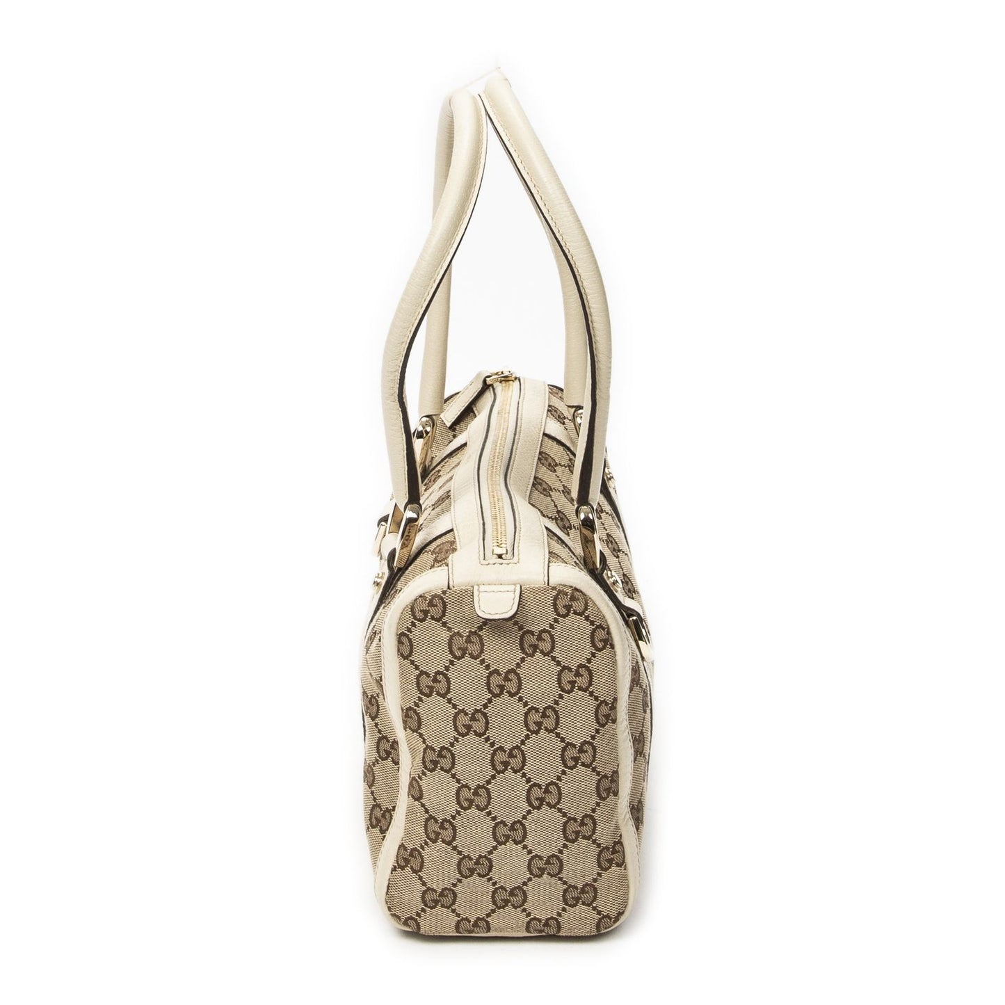 Gucci Abbey Boston Beige Ivory GG Canvas Messenger Bag — view 3
