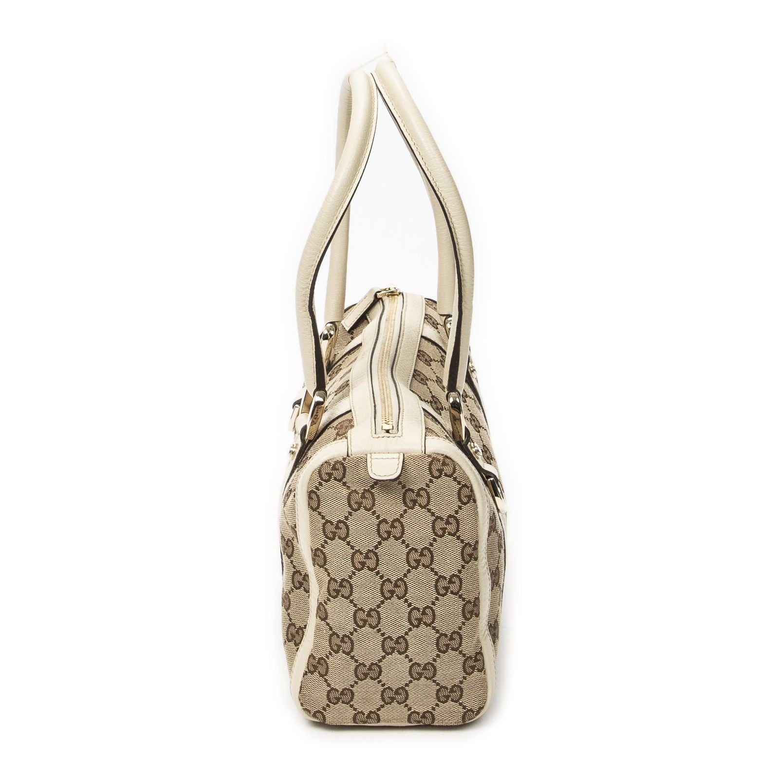 Gucci Abbey Boston Beige Ivory GG Canvas Messenger Bag — view 3