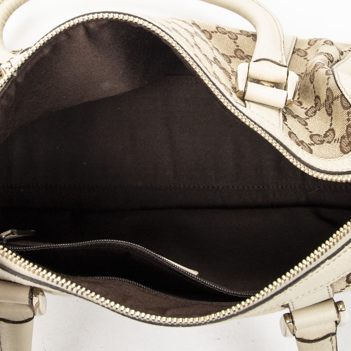 Gucci Abbey Boston Beige Ivory GG Canvas Messenger Bag — view 9