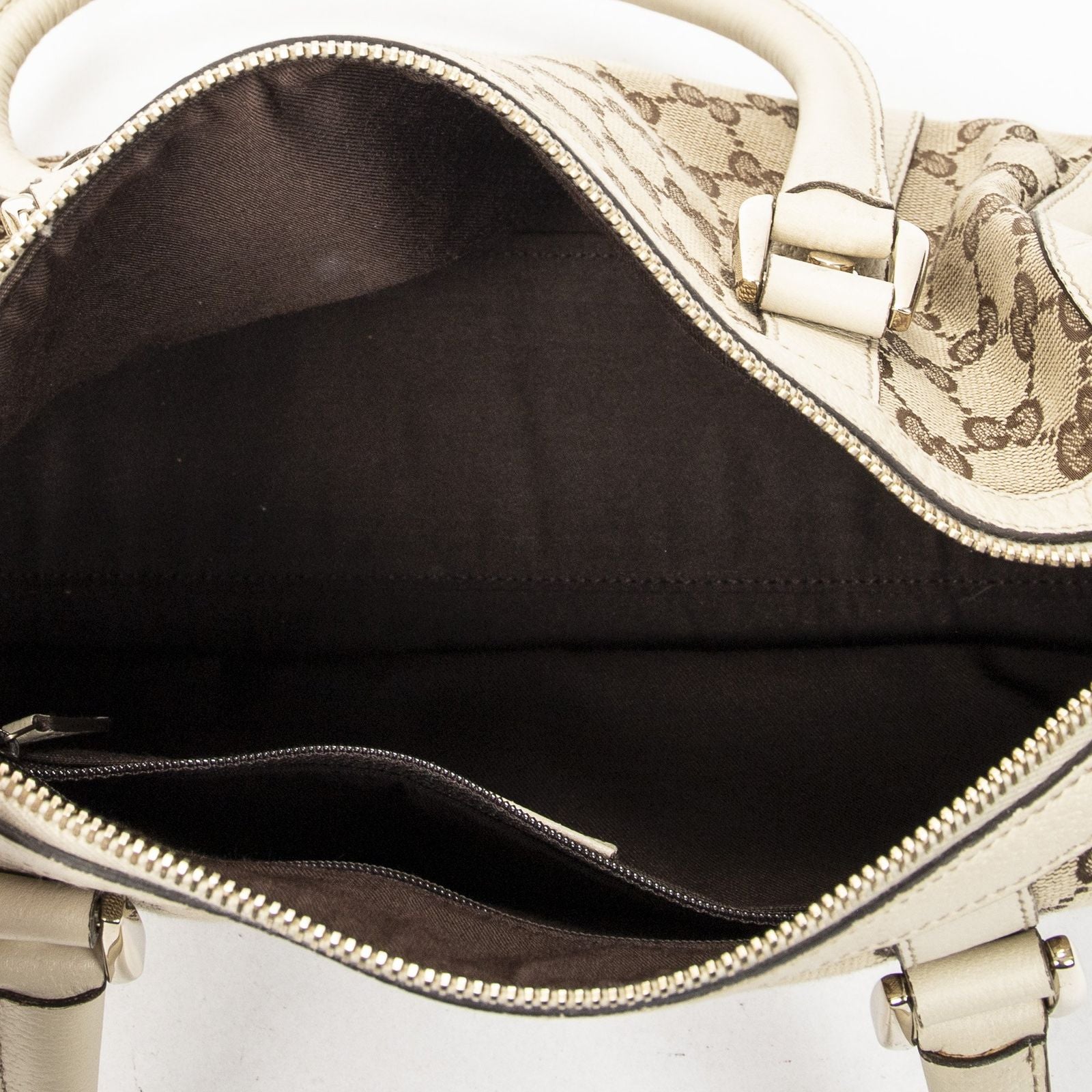 Gucci Abbey Boston Beige Ivory GG Canvas Messenger Bag — view 9