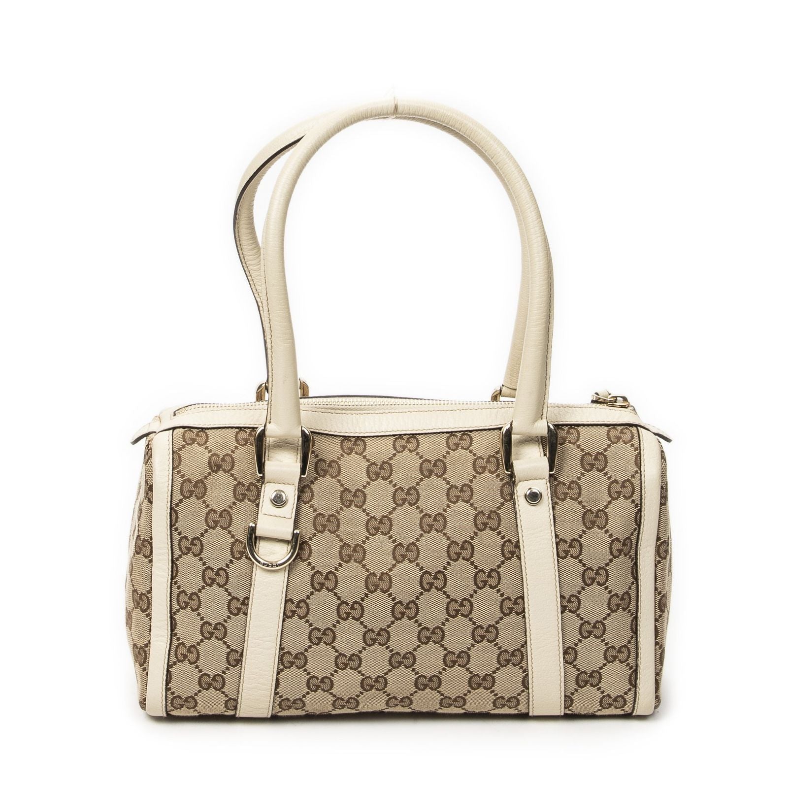 Gucci Abbey Boston Beige Ivory GG Canvas Messenger Bag — view 5
