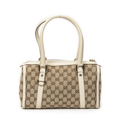 Gucci Abbey Boston Beige Ivory GG Canvas Messenger Bag — view 5