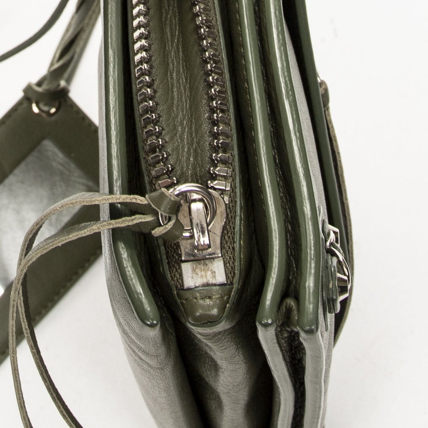 Balenciaga Xs Papier Zip Around Triple Olive Green Calfskin Leather Handbag — view 7