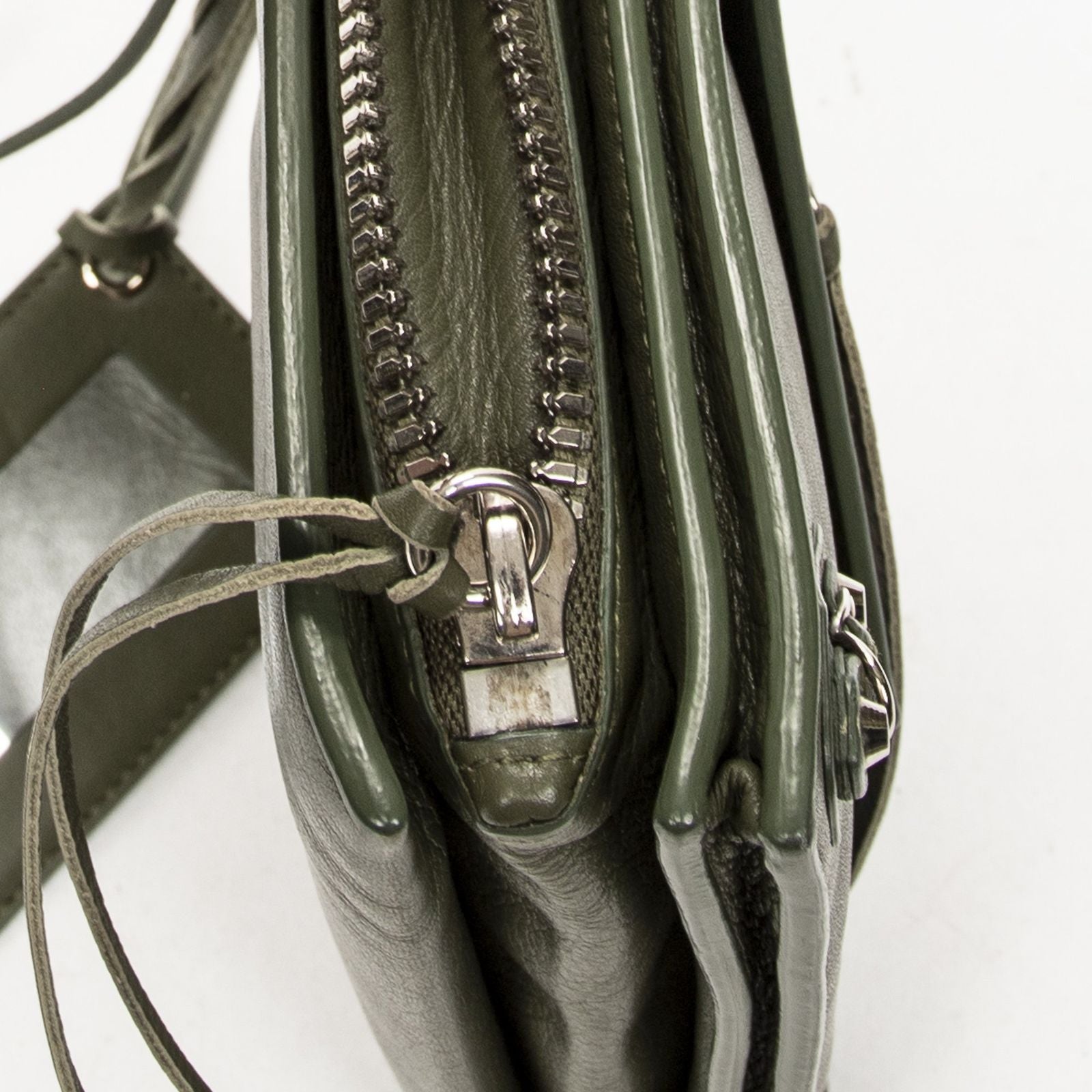 Balenciaga Xs Papier Zip Around Triple Olive Green Calfskin Leather Handbag — view 7