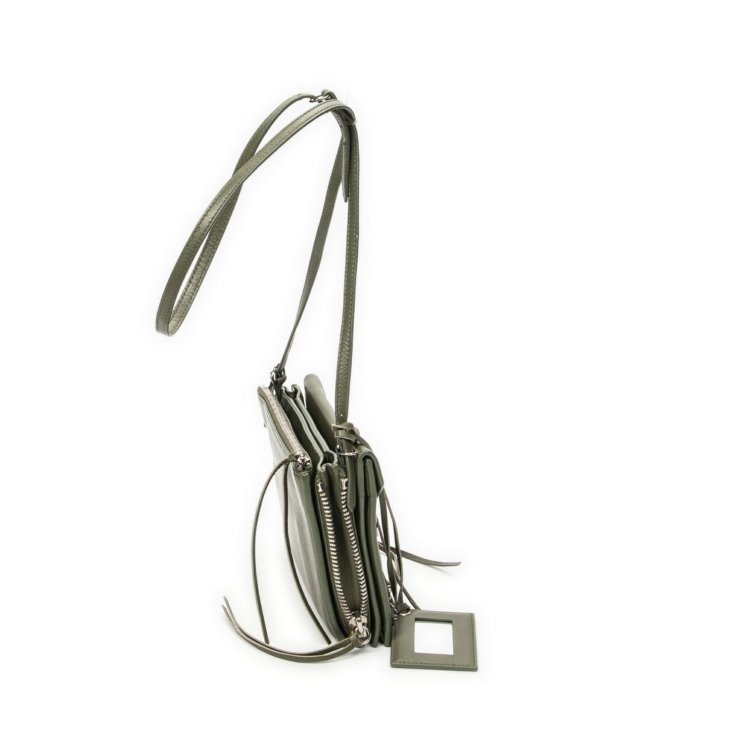 Balenciaga Xs Papier Zip Around Triple Olive Green Calfskin Leather Handbag — view 4