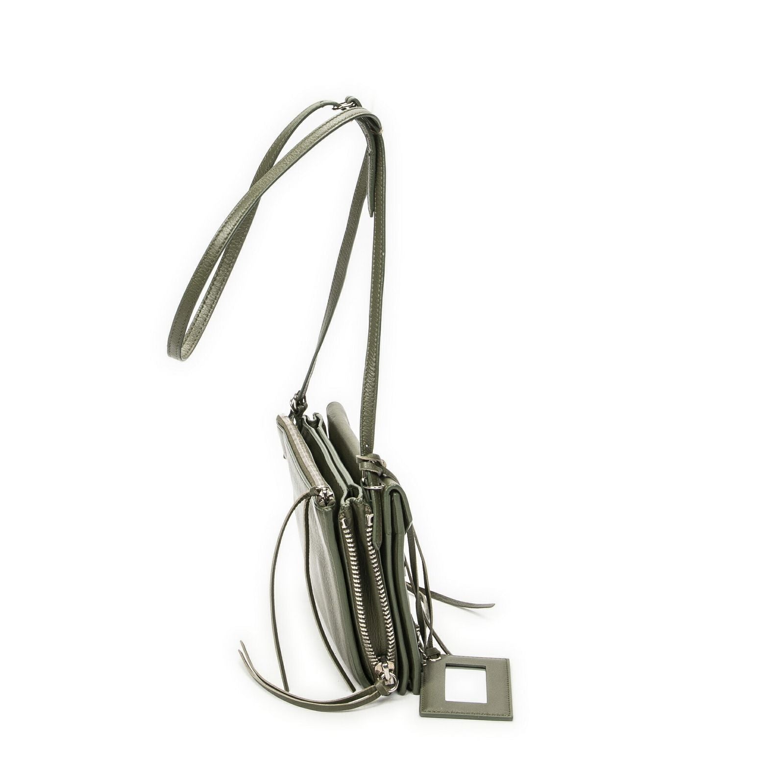 Balenciaga Xs Papier Zip Around Triple Olive Green Calfskin Leather Handbag — view 4