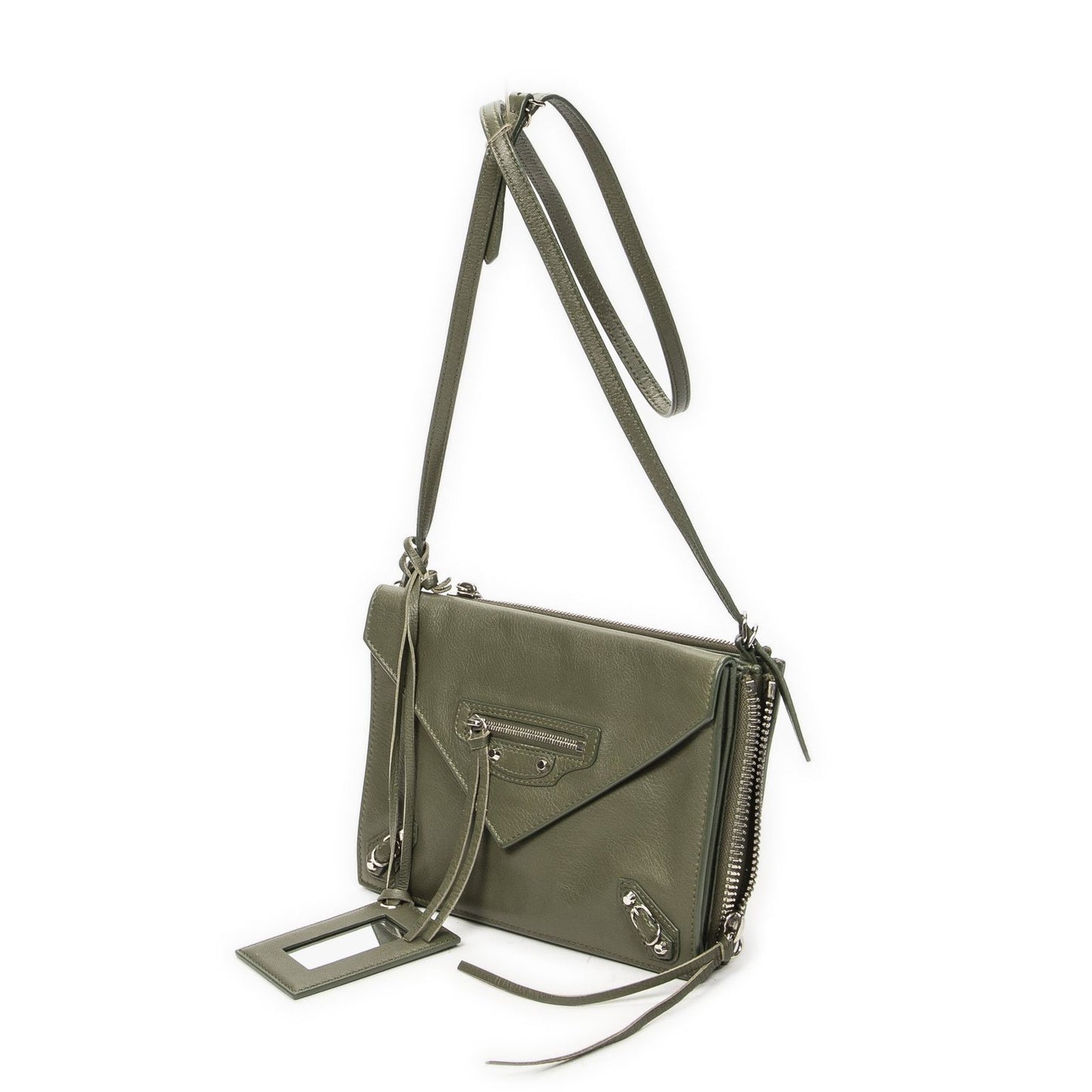 Balenciaga Xs Papier Zip Around Triple Olive Green Calfskin Leather Handbag — view 2