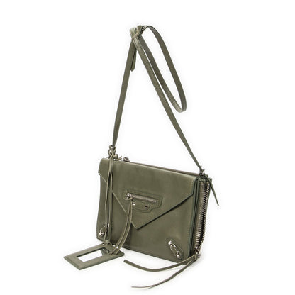 Balenciaga Xs Papier Zip Around Triple Olive Green Calfskin Leather Handbag — view 2