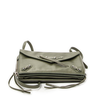 Balenciaga Xs Papier Zip Around Triple Olive Green Calfskin Leather Handbag — view 6