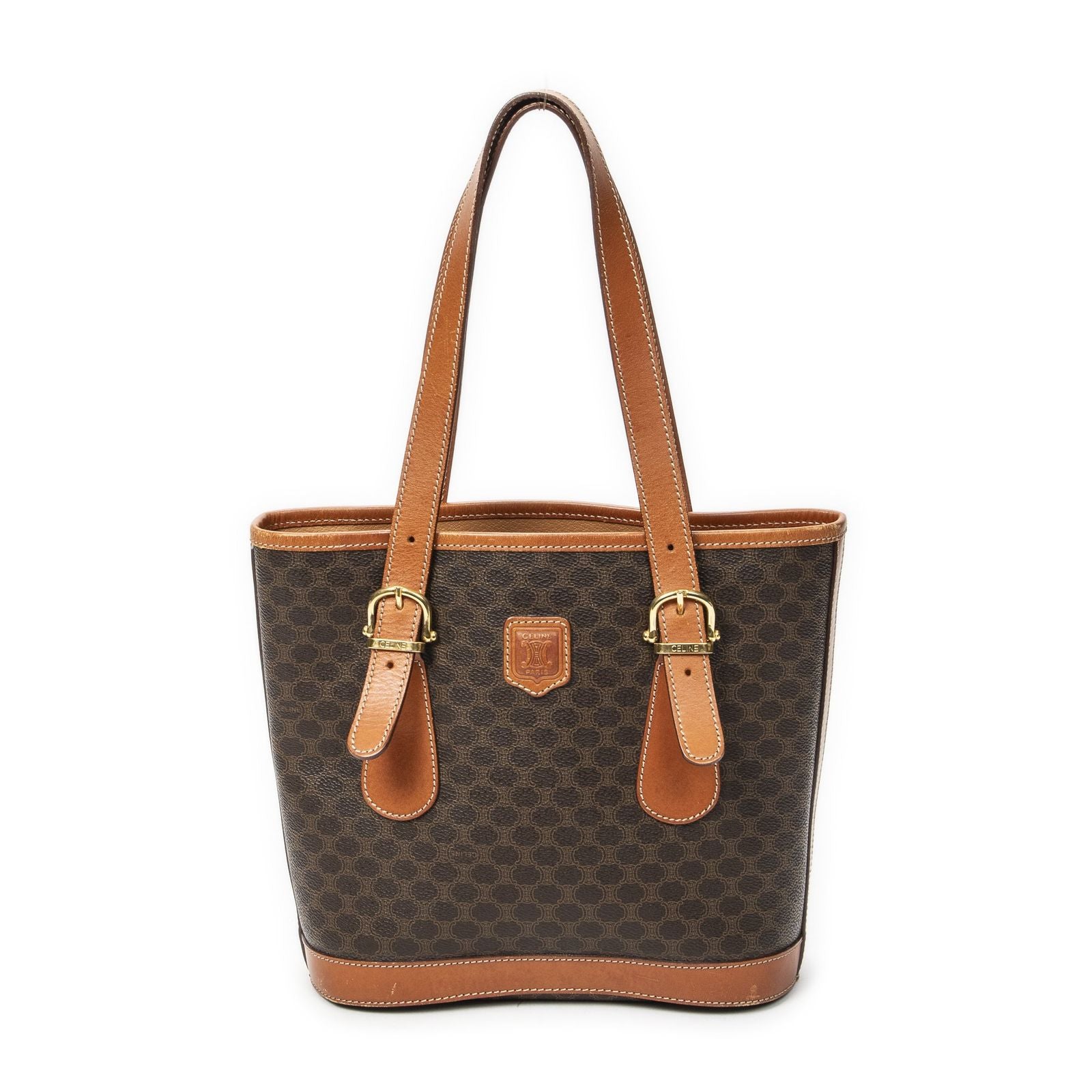 Celine Small Pop Tote Brown Macadam Canvas
