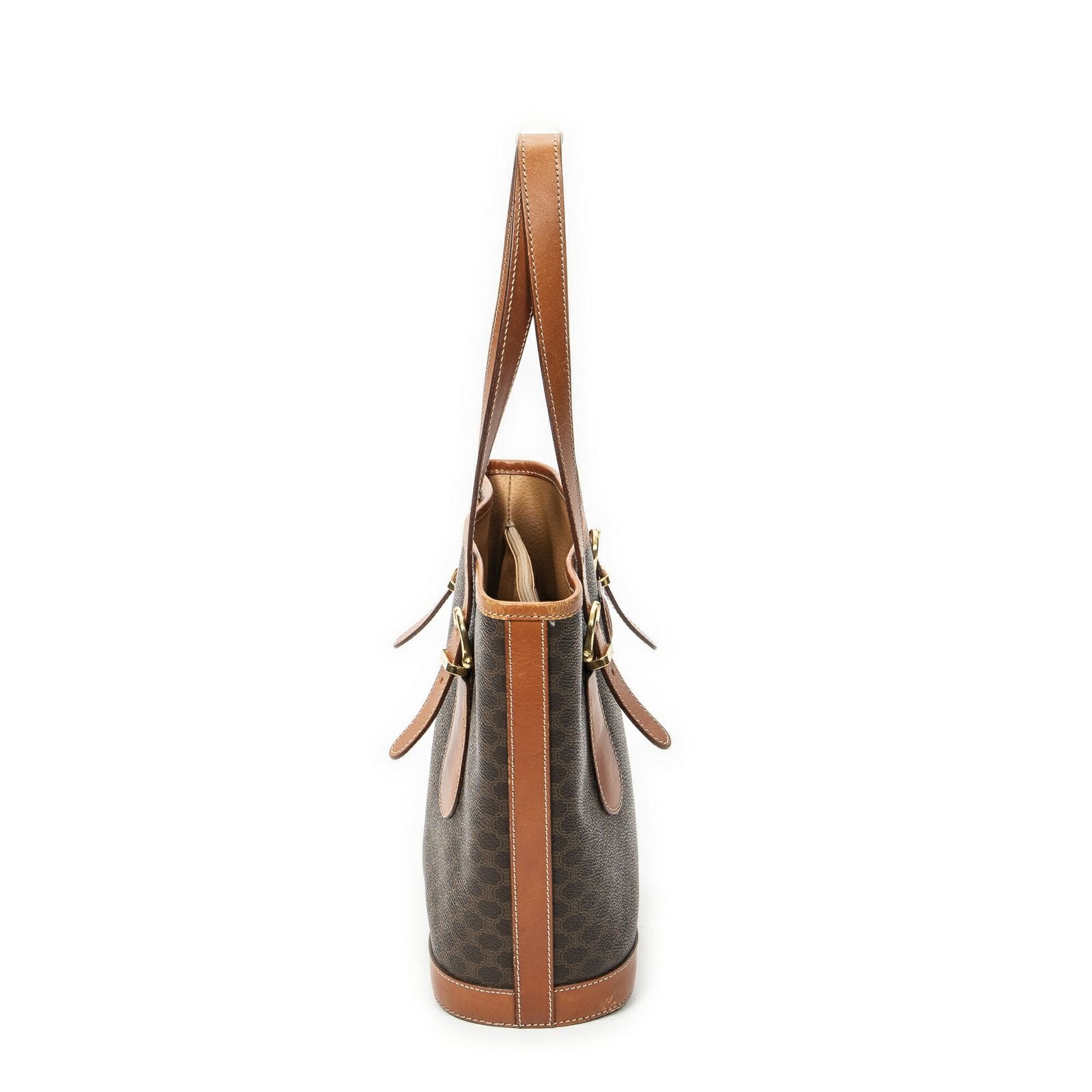 Celine Small Pop Tote Brown Macadam Canvas — view 4