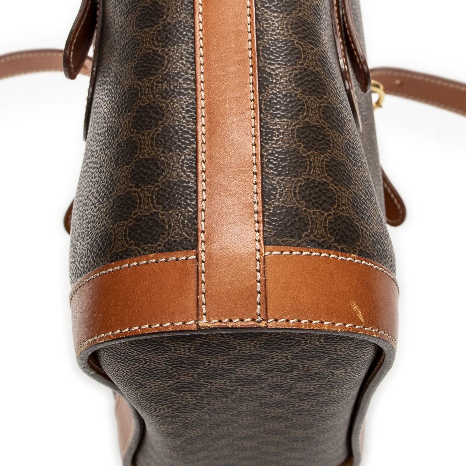 Celine Small Pop Tote Brown Macadam Canvas — view 8