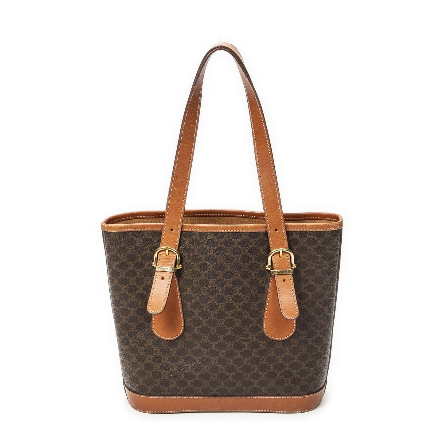Celine Small Pop Tote Brown Macadam Canvas — view 5