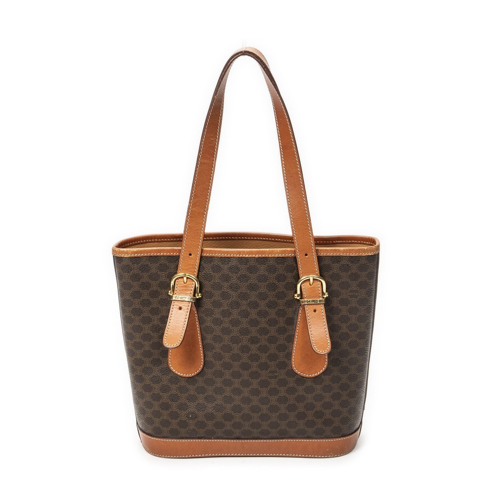 Celine Small Pop Tote Brown Macadam Canvas — view 5
