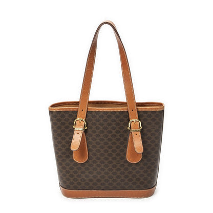 Celine Small Pop Tote Brown Macadam Canvas — view 5