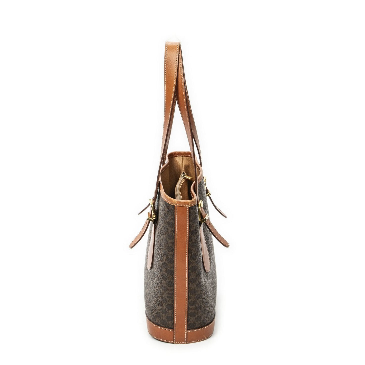 Celine Small Pop Tote Brown Macadam Canvas — view 3