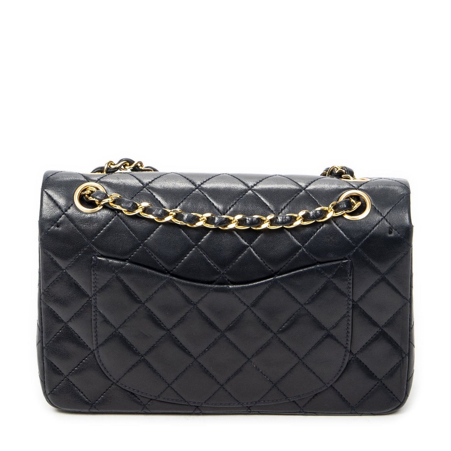 Chanel Quilted Double Flap Navy Lambskin Leather — view 5
